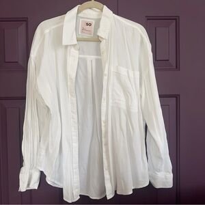 SO White Relaxed Button-Up Soft Cotton Shirt